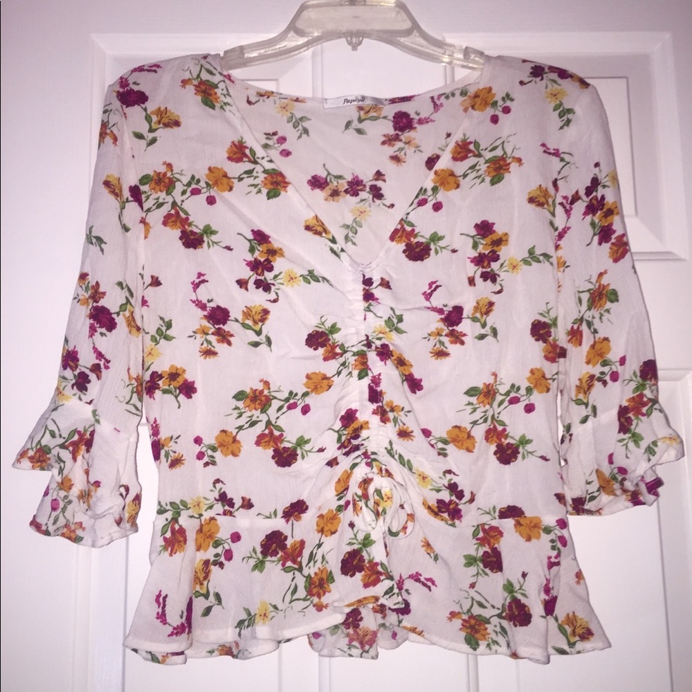 Papaya White Floral Blouse
